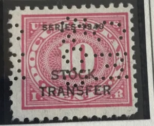 U.S. 1940 10 Cents Stock Transfer Stamp - Picture 1 of 1