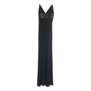 Black Escada Full Length Ballgown, with leather detailing and straps. - Picture 1 of 7
