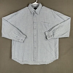 Indigo Palms Shirt Mens XL Blue Plaid Rayon Linen Button Down Long Sleeve EUC - Picture 1 of 13