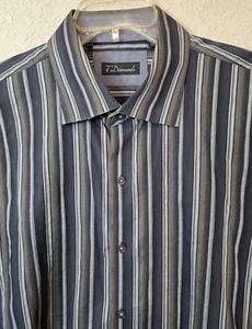 7 Diamonds Mens Long Sleeve Shirt XXL 2XL Striped Black/Gray Stiped Button-up - Picture 1 of 8