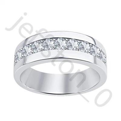 Anillo de boda para hombre de oro blanco de 14 quilates con diamantes creados en laboratorio de 0,45 quilates Foto 1 de 4
