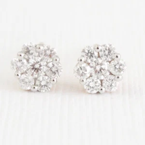 1.78 TCW Round Cut Moissanite Flower Earring In 14k Multi-Tone Gold Plated - Picture 1 of 8