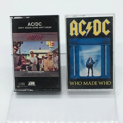 AC/DC 2 Cassette Tape LOT-Who Made Who-Dirty Deeds Done Dirt Cheap-💥EXC💥 - Image 1 of 4