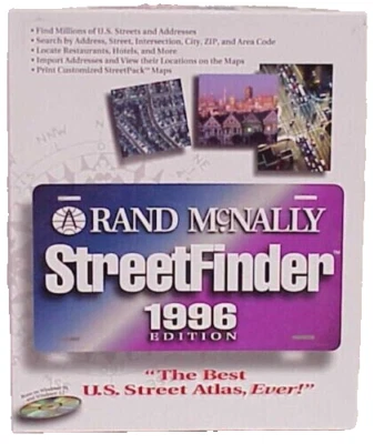 RAND MCNALLY VINTAGE STREETFINDER 1996 EDITION WINDOWS 95 WINDOWS 3.1 BOX ONLY - Image 1 of 4