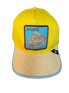 The Farm Men Snap Back Trucker Hat Baked Spell Out Clam Logo Rattan Street Core - Picture 1 of 18