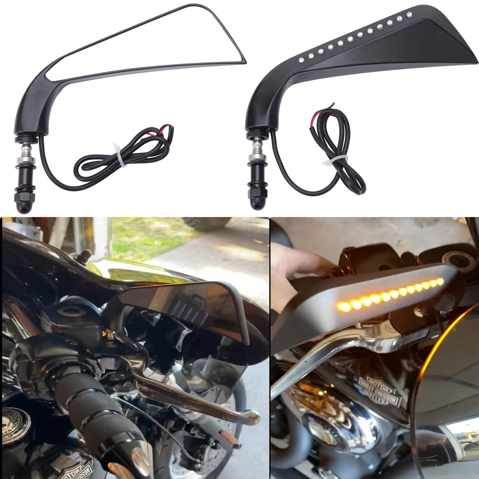 Espejos retrovisores de motor + luz de señalización de giro para American Ironhorse Texas Chopper Foto 1 de 4