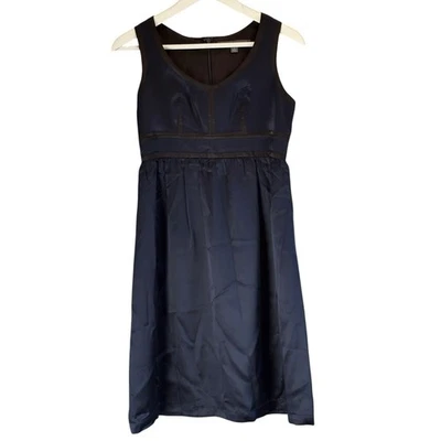 Vestido Proenza Schouler para Target Azul Marino Negro Satinado Cintura Imperio Talla 3 100% Seda Foto 1 de 4