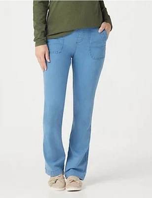 Denim & Co Medium Wash XXS Petite Pull-On Bootcut Porkchop Pockets Jeans New - Image 1 of 4