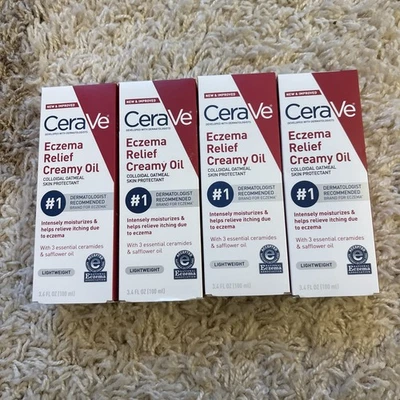 4x CeraVe Eczema Itch Relief Creamy Oil Colloidal Oatmeal 3.4oz EXP 9/26+ - Image 1 of 4