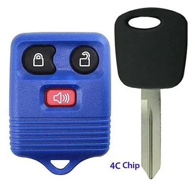 Substituição para Mercury Mountaineer Sable 1998 1999 chave azul controle remoto fob + chave 4C - Imagem 1 de 4
