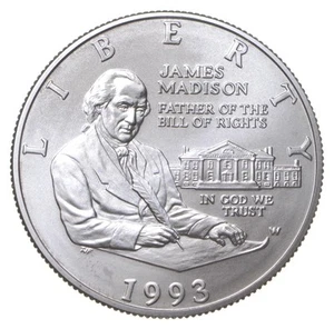 1993-W Unc James Madison Bill of Rights Commemorative Half Dollar *2139 - Picture 1 of 3