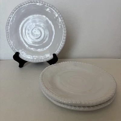 Set of 4 ~ Tommy Bahama Nautical White Rope Rim 9" Melamine Salad Plates - Image 1 of 4