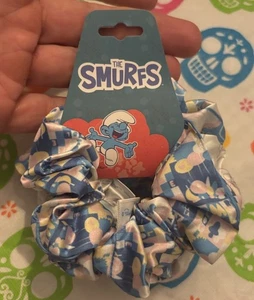 NEW Set Of 3 SMURFS Hair Scrunchies Tied SMURFETTE Cartoon PAPA SMURF PEYO - Picture 1 of 4