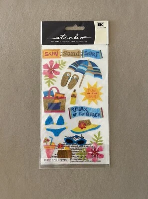 Hoja de pegatinas Sticko “Sun Sand Surf”, incluye 18 pegatinas, ¡nuevas en paquete! Foto 1 de 2
