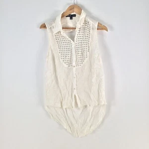 Elizabeth and James womens silk blouse shirt size M sheer ivory sleeveless111677 - Picture 1 of 8