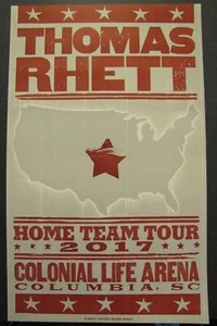 Hatch Show 2017 estampado Thomas Rhett equipo local Colonial Life Arena Columbia, Carolina del Sur - Imagen 1 de 1