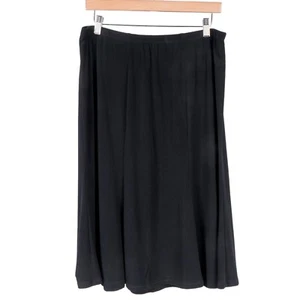 Elementz Flare Skirt L Womens Black Elastic Waist Knee Length Career Casual - Picture 1 of 5