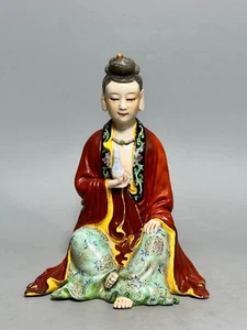 C Hermosa porcelana rosa familiar dinastía Qing china kwan-yin H16,5 cm - Imagen 1 de 10