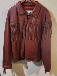 VINTAGE FRINGED EXCELLED LEATHER WESTERN JACKET SIZE XL - Picture 1 of 24