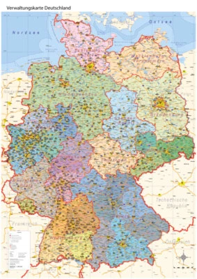 Deutschlandkarte (politisch) Wandkarte, Poster, 84 x 114 cm  - Bild 1 von 4