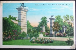 St Louis, Mo - Entrance to Tower Grove Park - posted 1929 - Picture 1 of 2