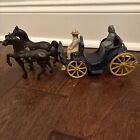 Vintage Cast Metal Stanley Toys Horse Drawn Carriage 2 Riders 1940