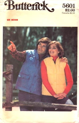 Butterick 5601 ~ MEN'S VEST ~ Semi-Fitted-Band Collar- Front Buttons or Snaps - Image 1 of 4