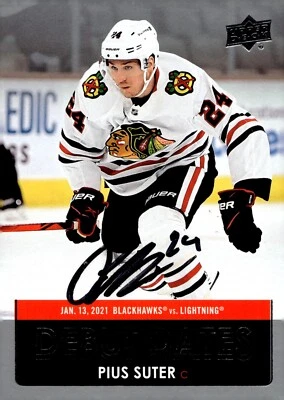Pius Suter - Signed 2021-22 Upper Deck Series 1 Debut Dates Card #DD-19 - Image 1 of 2