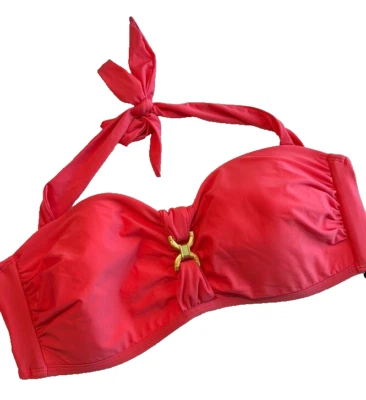 Alex Marie Halter Bikini Swim Top NWT Coral Sweetheart Molded Cup Size 14 Resort - Image 1 of 4