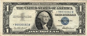 Banknote United States 1 Dollar 1957 KL1462* (P419), star note - Imagen 1 de 2