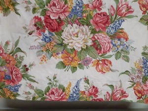 Ralph Lauren Melissa TWIN Flat Sheet-Fabric-66x96-100% Cotton Big White Flower - Picture 1 of 5