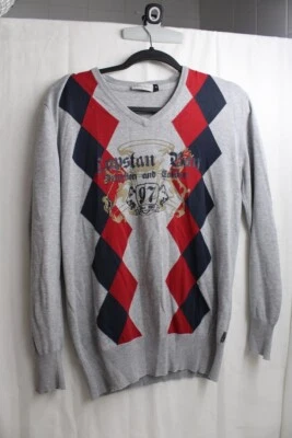 Suéter masculino Angelo Litrico gola redonda manga comprida poliéster Argyle - Imagem 1 de 3