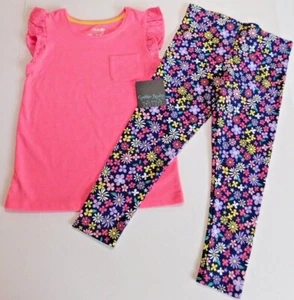 Cynthia Rowley Top Leggings Pink Navy Blue SIZE S/5-6 Eyelet Sleeves Flowers NEW - Picture 1 of 5
