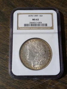 1878 7/8TF Toned Silver Morgan Dollar - NGC Graded MS62 - 2065017-004 - Picture 1 of 4