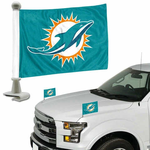 Miami Dolphins NFL Ambassador Car Flag Set Cover