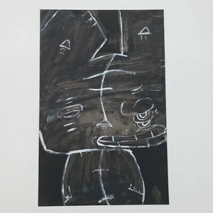 outsider art Rusty cat original painting on paper by NYC graffiti artist PUKE - Picture 1 of 3