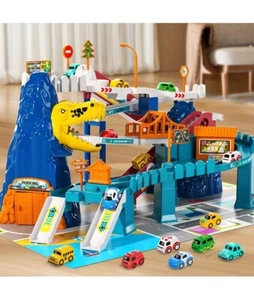 Jungen Dinosaurier Rennbahn Spielset Temi Twisting Mountain Road Autos Neu - Bild 1 von 8