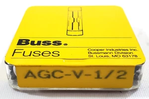 Paquete de 4 fusibles de vidrio coleta Bussmann AGCV1/2 250 voltios 1/2 amperios 1/4" x 1-1/4" - Imagen 1 de 6