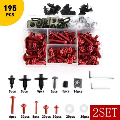 2SET RED Complete Fairing Bolt Kit Body Screws Fit for Kawasaki Ninja ZX6R EX250 Foto 1 de 4
