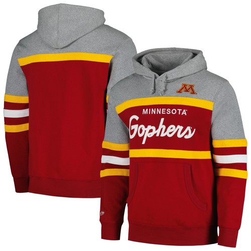 Felpa con cappuccio pullover uomo Mitchell & Ness Maroon Minnesota Gol Gophers Head Coach