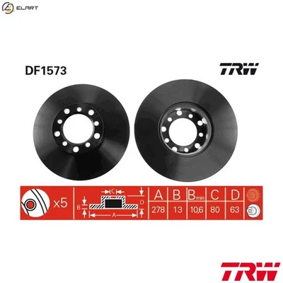 2x BRAKE DISC DF1573 FOR MERCEDES-BENZ 123/Break/T-Model SL 8 S-CLASS 2.3L 4cyl - Image 1 of 4