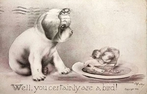 um 1909 Künstler Postkarte - "Nun, du bist sicher ein Vogel" - von: V. Colby ~ #-7725 - Bild 1 von 15