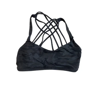 Lululemon Free To Be Serene Bra Sequoia Camo Print Deep Coal Black Sz 6 - Picture 1 of 6