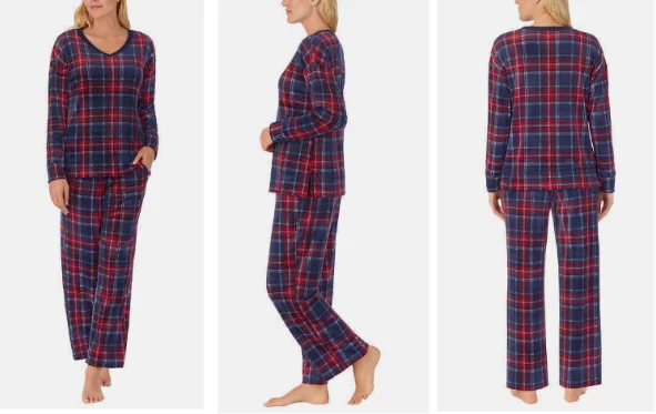 Nautica Ladies' 2-piece Pajama Set Red (Plaid) XL. WITH TAG
