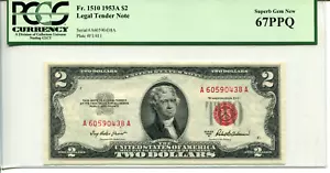 Fr 1510 1953A $2 LEGAL TENDER NOTE 67 SUPERB GEM NEW - Picture 1 of 2