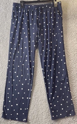 Lucky Brand Women's Sleepwear Pants Small Blue Stars Flowy Loose Fit Pockets - Image 1 of 4