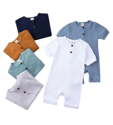 Summer Newborn Baby Romper Solid Color Clothes Girl Rompers Cotton Short T33A1 - image 1 of 4