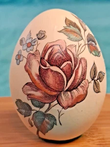 Ceramic EASTER EGG with a Rose on Vine 1.75" Tall Rare Rose Egg - Picture 1 of 12