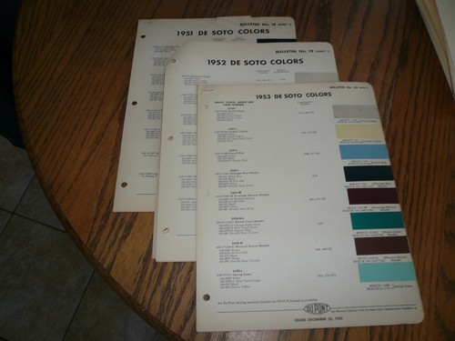 1951 52 53 DeSoto DuPont Duco Color Chip Paint Sample - Three Years | eBay