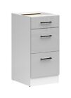 400mm Kitchen Base Unit Cabinet 3 Drawer 40cm Cupboard White/grey Gloss Junona